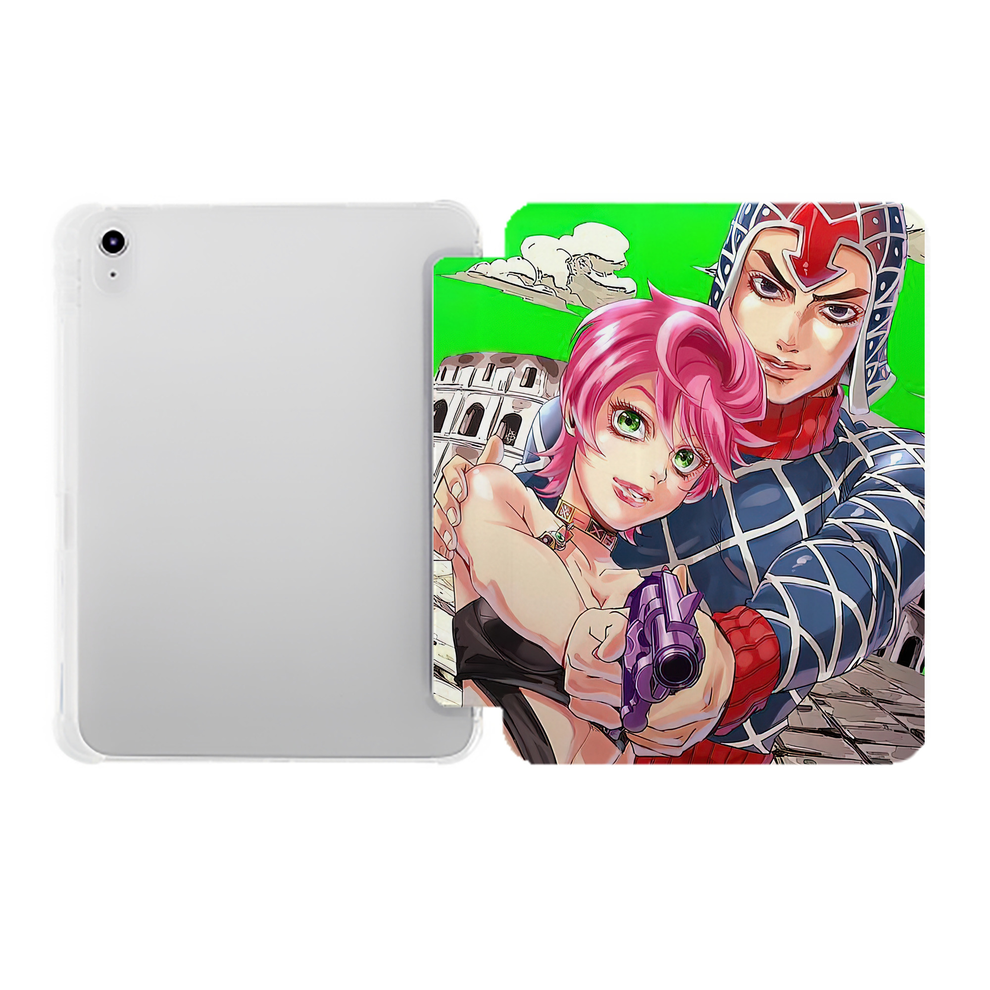 （画像用） ジョジョの奇妙な冒険 JoJo's Bizarre Adventure IPad ケース ペン収納付き 三つ折りスタンド PUレザー×シリコン 対応機種9.5/10.5/10.9インチ